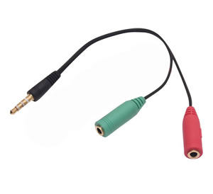 TRRS 3.5 mm (M) to TRS 3.5mm (F) and TS 3.5mm (F) adapter
